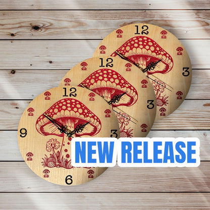 Mushroom Wall Clock - Unique Housewarming Gift | Mushroom Decor | Perfect Mushroom Lover's Gift