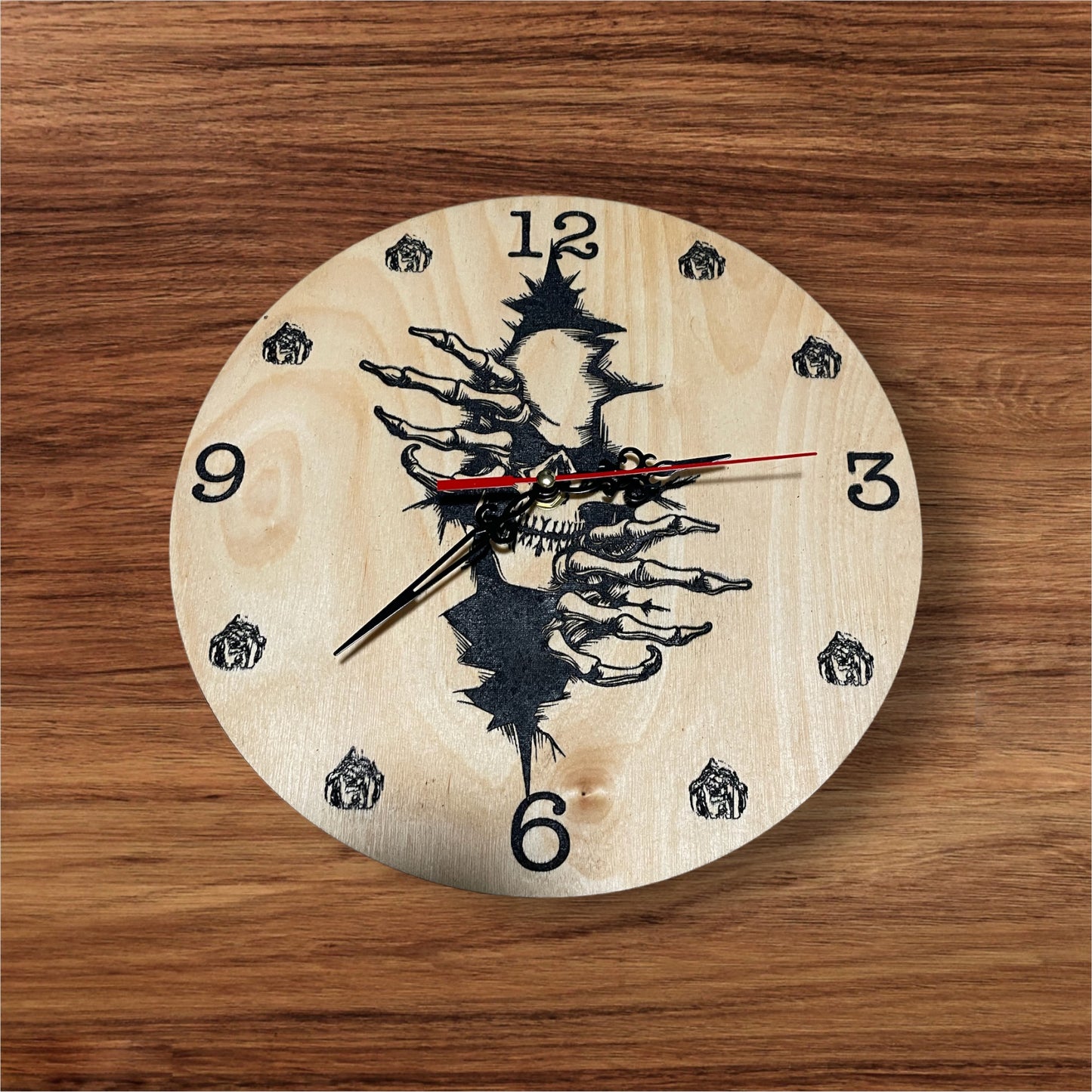 Skull Wall Clock, Skull coming through wall, Skull Decor