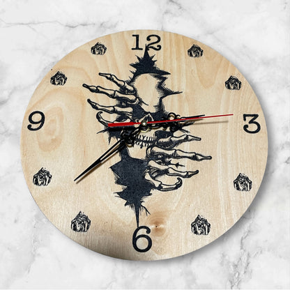 Skull Wall Clock, Skull coming through wall, Skull Decor