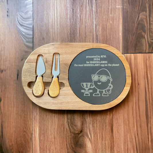 Cheese Board, Serving Tray, Laser engraved slate, Serving Platter, Charcuterie Board, Cheese Board with utensils, Engraved Award. Kitchen