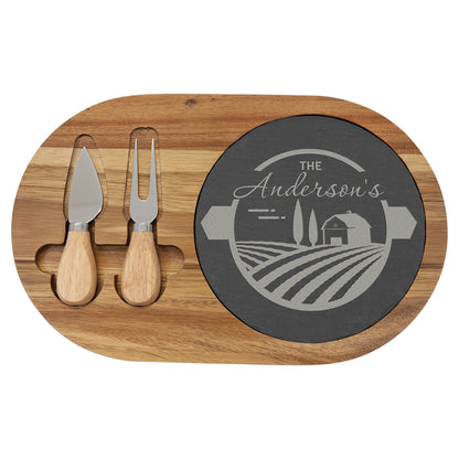 Cheese Board, Serving Tray, Laser engraved slate, Serving Platter, Charcuterie Board, Cheese Board with utensils, Engraved Award. Kitchen