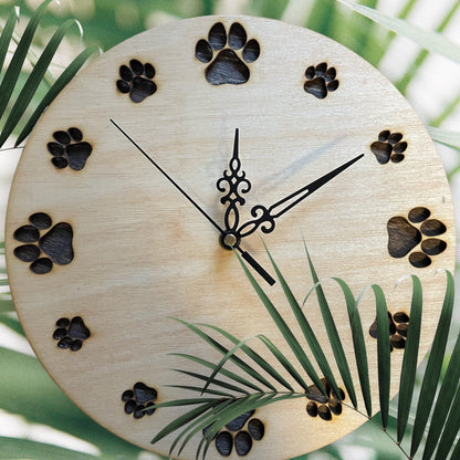 Dog Paw Clock on grassy background