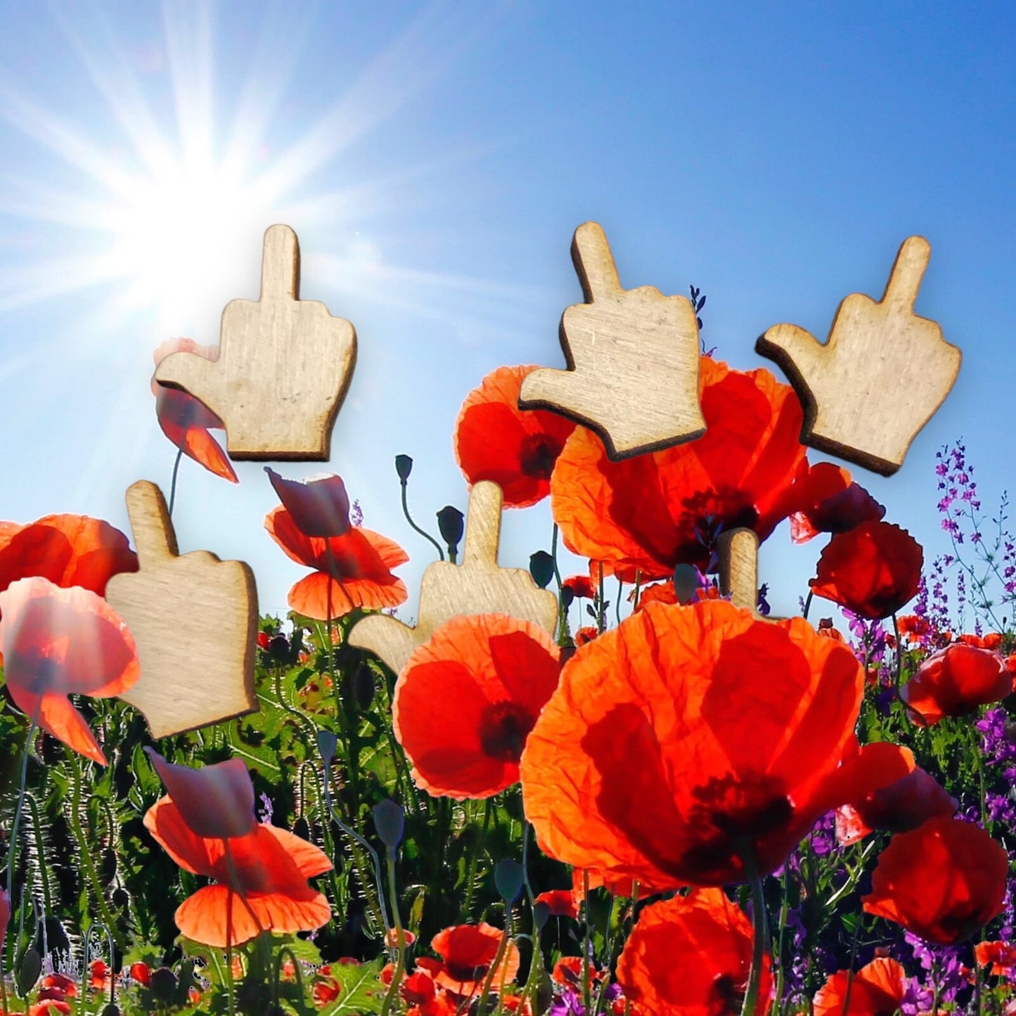 Laser Cut Middle Fingers on flowery background