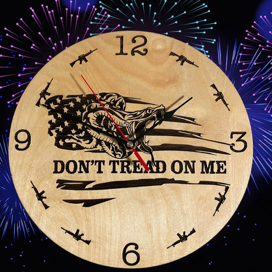 Don't Tread On Me Clock on fireworks background